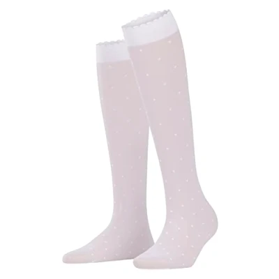 Imagen de FALKE Dot 15 DEN W KH transparente estampado 1 par, Calcetines largos Mujer, Blanco (White 2209), 35 38