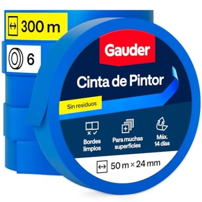 Imagen de GAUDER Cinta de pintor (24 mm x 50 m) 6x carrocero para pintar enmascarar