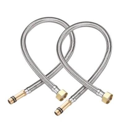 Imagen de MAGIC SELECT 2x Latiguillo de Fontanería, Mangueras Flexibles Acero Inoxidable, Manguera para Grifo con Extremos Cobre Estándar G1/2&quot; x 10 mm (macho) Baño y Cocina. (60 cm largo)