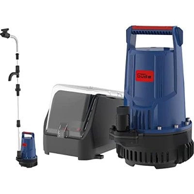 Imagen de Güde 58567 Bomba de barril lluvia con batería 18 0 (18 V, 2000 l/h, máx. altura extracción 7 m, longitud del cable 3 profundidad máxima inmersión 2,5 m)