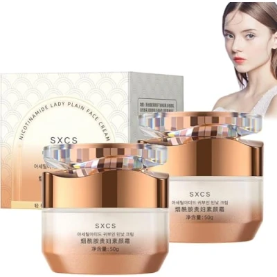 Imagen de SXCS Nicotinamide Lady Plain Face Cream, Illuminating Makeup Multifunctional Smooth Hydrating Niacinamide Vitamin C Cream (2 PCS)