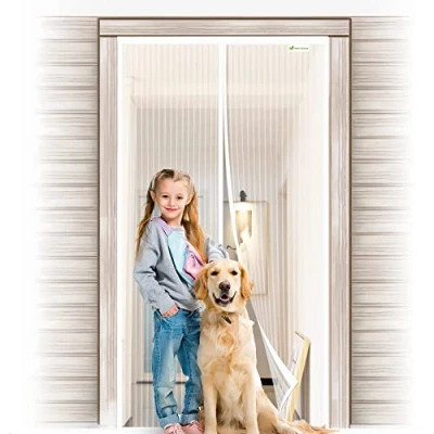 Imagen de Meet Beauty Mosquitera Magnética para Puertas, 110 x 210 cm Se Cierra Automáticamente y Mantiene el Aire Fresco, Fácil de Instalar Adecuado Todos los Tamaños Blanco