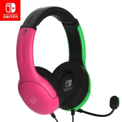Imagen de Auriculares gaming PDP LVL40, Circumaurales, Para Nintendo Switch, Verde y Rosa