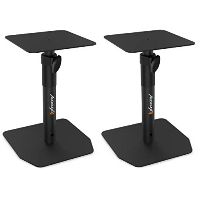 Imagen de Audibax Neo STM 20 Soporte de Escritorio Altavoz para Monitor Estudio Altura Regulable 30 a 37 cm Base Robusta Acero Compatibilidad Universal con Altavoces HiFi
