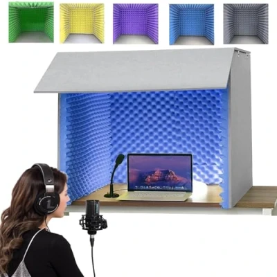 Imagen de Dtyubfg Cabina Grabación Portatil,60x60x60cm Sonido Escudo Profesionala, Panel para La En Estudio De Casa, Vocal, Aislamiento Acústico, Podcasting,