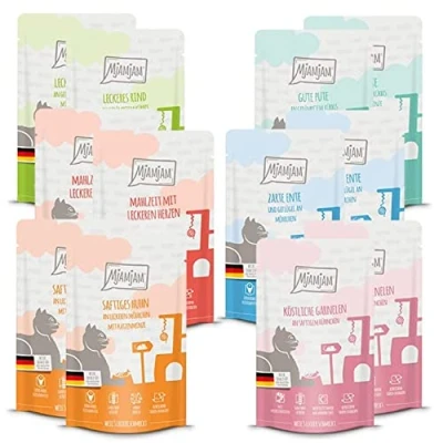 Imagen de MjAMjAM comida húmeda premium para gatos paquete de prueba, 12 (12 x 125 g), sin cereales con carne extra