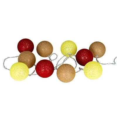 Imagen de levandeo Guirnalda de 10 luces LED con bolas algodón, color rojo, amarillo y marrón