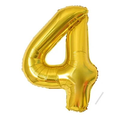 Imagen de Globos de Cumpleãnos 4 Oro,101 CM Globo Numeros Gigantes Grandes Decoracion,Globo Numero 4,Globos Niño Niña Adultos,Vuelan con Helio