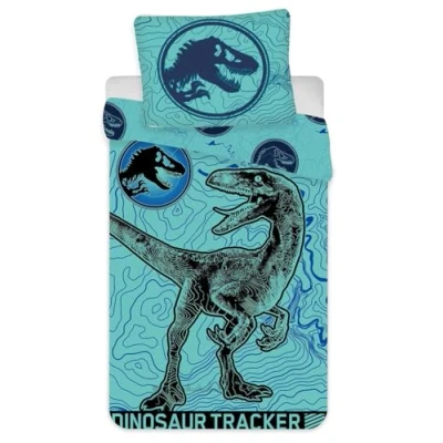 Imagen de Jerry Fabrics Jurassic World Juego de cama infantil (140 x 200 cm, funda almohada 70 90 100% algodón), diseño dinosaurios