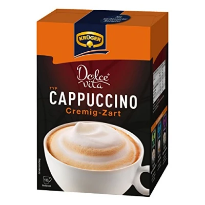Imagen de Krüger Dolce Vita Cappuccino, Cremoso y Suave, Café con Leche , a Base de Soluble, 10 bolsitas