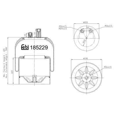 Imagen de FEBI BILSTEIN 185229 Fuelle, suspensión neumática Eje trasero MERCEDES BENZ: ACTROS MP2 / MP3