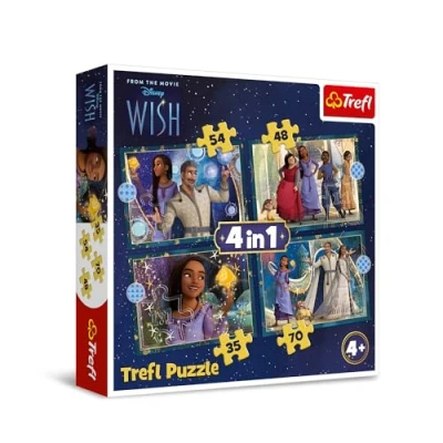 Imagen de Trefl Wish, los Deseos se Hacen Realidad Puzle 4 en 1, de 35 a 70 Piezas Distintos Grados dificultad, Colores con Personajes la película Animada,Juego para niños Partir años