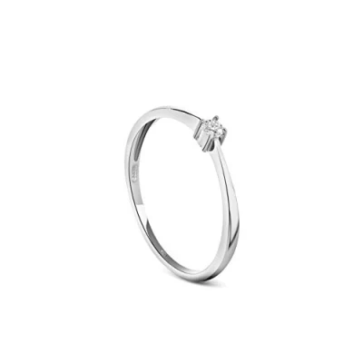 Imagen de Miore Anillo de compromiso para mujer, oro blanco 9 quilates/oro 375, diamante brillante 0,05 ct