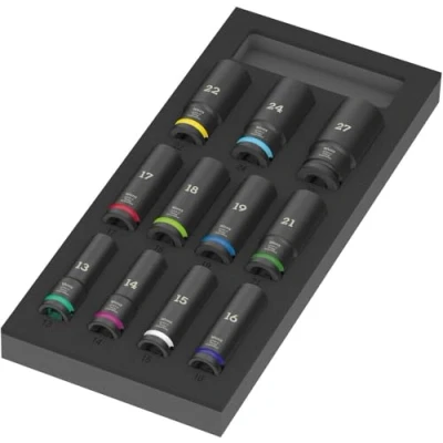 Imagen de Wera 9725 Depósito de espuma juego llaves vaso Zyklop C, 1/2&quot;, Impaktor Deep Set 1, 11 piezas