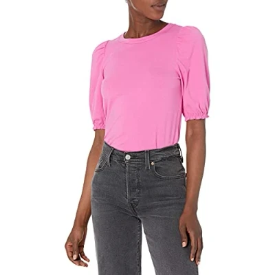 Imagen de Amazon Essentials Camiseta con Cuello Redondo, Manga Corta Abullonada y Corte Clásico Mujer, Rosa Brillante, XS