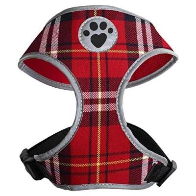 Imagen de iGadgitz Home U7042 Arnés para Perros, Arnes Perro Cachorro, Chaleco Resistente a la Transpiración Ribetes Reflectantes Hebilla Cierre Seguridad Tartán Grande
