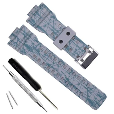 Imagen de Correa de repuesto resina natural para reloj Casio G Shock GD120/GA 100/GA 110/GA 100C (Line Pattern Grey)