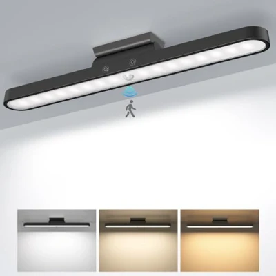 Imagen de TOPPLEE Luz LED Armario Magnética con Sensor Movimiento 2500mAh Lampara Recargable por USB Nocturna Regulable Control Táctil Adecuada para Armario, Cocina, Escritorio, Lectura, Maquillar