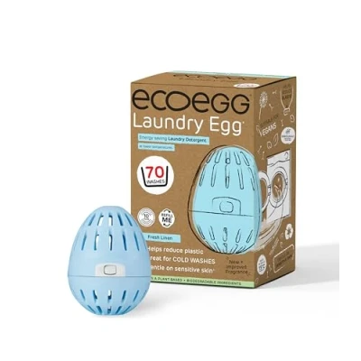 Imagen de Ecoegg Huevo de Lavandería Detergente y reemplazo del acondicionador tela Sensibles sin enzimas, fosfatos, aceite palma, cloro Piel sensible Lino fresco 70 lavado