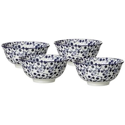 Imagen de Ritzenhoff &amp; Breker Schalen Set Royal Sakura, 4 Teilig, 15 cm Durchmesser Vajilla, Porcelana, Azul/Blanco, 15.50 x 8 cm,