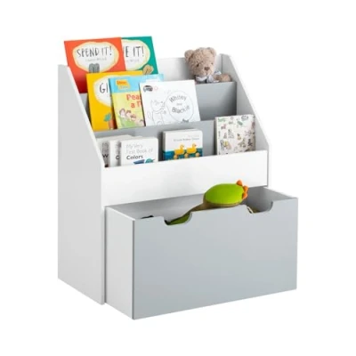 Imagen de SoBuy KMB17 HG Librería Infantil para niños con 3 estanterías y 1 cajón Estantería estándar H70cm ES