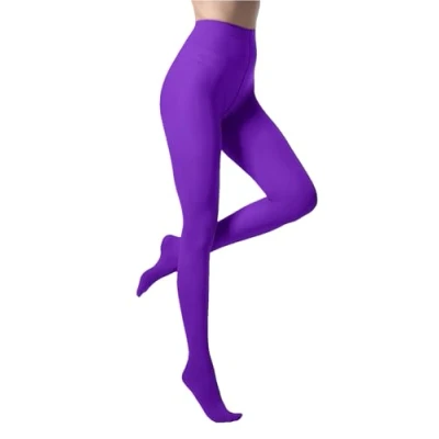 Imagen de Malustar Medias opacas suaves y elásticas para mujer, 40 denier, de colores, elásticas, Morado (, S L