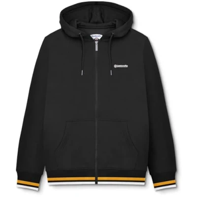 Imagen de Lambretta Sudadera con capucha y cremallera completa para hombre, Negro dorado., XXL