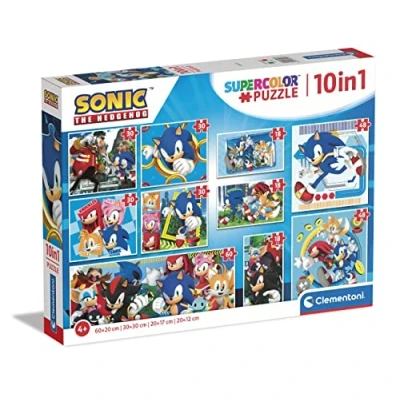 Imagen de Clementoni Supercolor Sonic 10 Imágenes Diferentes (3 18, 30, 2 48 e 1 60 Piezas), Puzzle Infantil 4 años, Made In Italy, Multicolor (80508),Exclusivo en Amazon