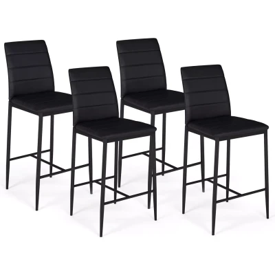 Imagen de IDMarket Juego de 4 taburetes romane PVC negro, diseño contemporáneo, sillas bar acolchadas