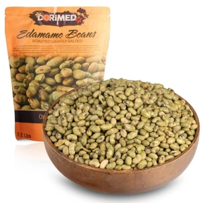 Imagen de Edamame Tostado 1 Kg Soja verde de origen natural Ligeramente salado Sin OGM Gluten Veganos y Vegetarianos Sabrosos frijoles secos naturales I ricos en proteínas snacks dietéticas