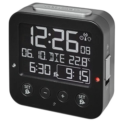 Imagen de TFA Dostmann 60.2528 Bingo Radio Despertador electrónico con 2 alarmas (Negativ Negro)
