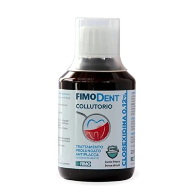 Imagen de Fimodent enjuague bucal Clorhexidina 0,12% con SPDD (Sistema de protección discromia dental) y agradable sabor a menta Tratamiento antiplaca antibacteriano prolongado 200ml