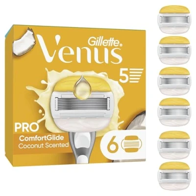 Imagen de Venus Gillette Comfortglide Coconut Con Olay Cuchillas de Recambio Para Máquinilla afeitar Mujer, 5 Hojas Una Depilación Suave, Apurada Y Duradera, 6 Uds (el embalaje puede variar)