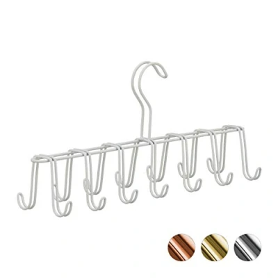 Imagen de relaxdays Corbatero 14 Ganchos, Percha Cinturones Moderna, Metal, Blanco, 17 x 36 9,5 cm, Hierro