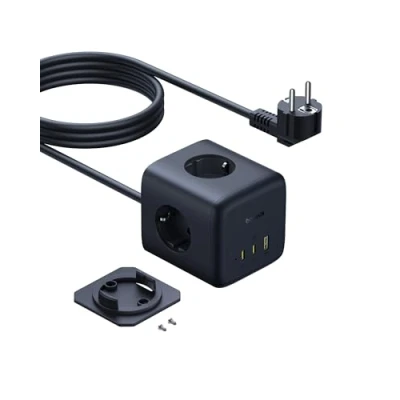 Imagen de Baseus 67W Enchufe Cubo, USB C Regleta GaN6 Cargador de 3 enchufes con interruptor, Portátil PD para MacBook, iPad, iPhone 16/15, Galaxy S25 Ultra, Hogar, Oficina, Viajes