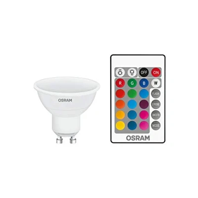Imagen de Osram Lámparas de control remoto LED Retrofit RGBW, paquete 4 bombillas LED, casquillo E27, luz blanca fría, 4000 K, 7 W, equivalente a 60 opacas, talla única