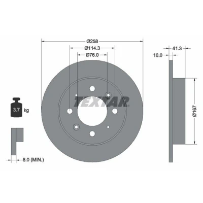 Imagen de TEXTAR 92134300 Disco de freno 258 10 04/08 114,3 macizo sin perno sujeción rueda, buje rueda KIA: Cerato Hatchback, Berlina