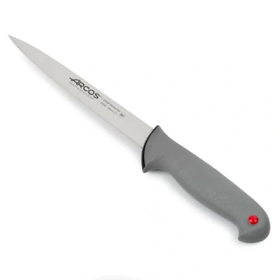 Imagen de Arcos Serie Colour Prof Cuchillo Fileteador Hoja de Acero Inoxidable NITRUM 190 mm Mango Polipropileno recubierto Elastómero Color gris