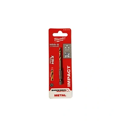 Imagen de Milwaukee Shockwave Broca para metal HSS G RED HEX Titan 1/4&quot; 4,5 x 76 mm