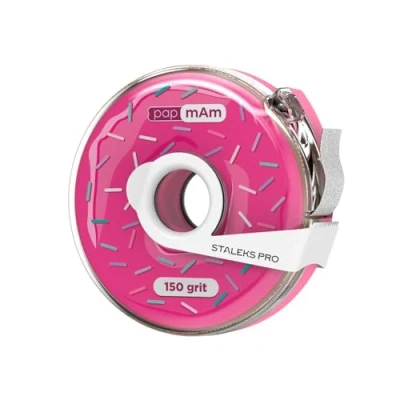 Imagen de Staleks Lima de uñas blanca grano 150, 80 limas en un rollo, reemplazable, base metal, clip especial para una fácil división