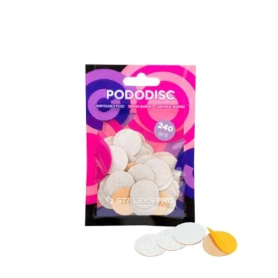 Imagen de STALEKS PRO Pododisco 50 Discos abrasivos adhesivos de 20mm para torno uñas. Especial pedicuras (Grano 240)