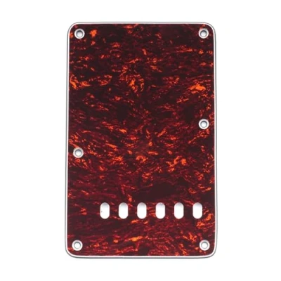 Imagen de Musiclily 6 Agujeros Placa Trasera Vintage Strat Tapa de Trémolo para Fender American/México Standard Stratocaster Estilo Moderno,4 capas Red Tortoise