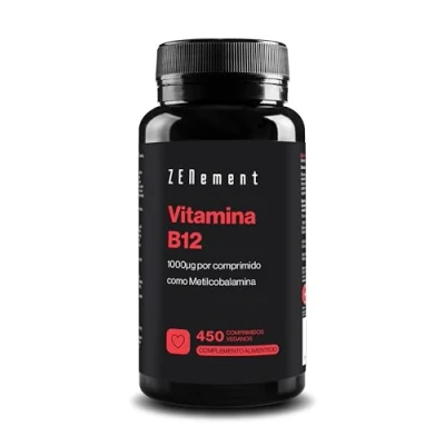 Imagen de Vitamina B12 1000 mcg 450 Comprimidos veganos, Metilcobalamina 100% forma activa Más de 1 año suministro Contra cansancio y fatiga, para el funcionamiento normal del sistema inmunitario