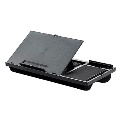 Imagen de Q Connect, Soporte Ancho para Portátil, Multiusos, Móvil, hasta 17&quot;, Ajustable en 7 Angulos, Lectura, Cama, Sofá, Negro