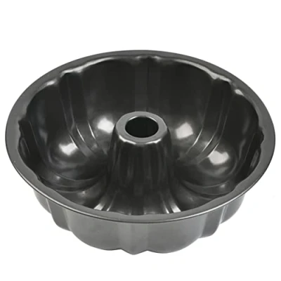 Imagen de FOROREH bandeja de horno redonda acero, molde para pasteles Ø 22 cm con revestimiento antiadherente, deliciosa estable antiadherente Gugelhupf, negra
