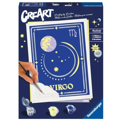 Imagen de Ravensburger CreArt Trend D Zodiac: Virgo, Horóscopo, Kit para Pintar por Números Adultos, Juego Creativo Adultos y Niños 14+ Años
