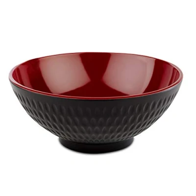 Imagen de APS bol Asia Plus de melamina casi irrompible, versátil plástico apilable, ensaladera, negro/rojo, Ø 16 cm, 0,6 litros.