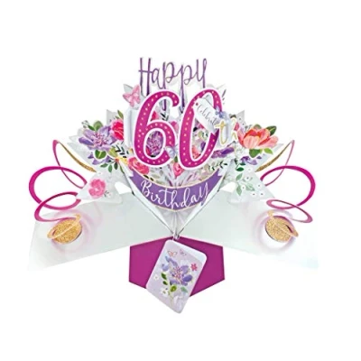 Imagen de Tarjeta de felicitación emergente 60 cumpleaños para mujer, tarjetas emergentes en 3D Second Nature