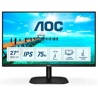 Imagen de AOC Monitor 27B2DA 27&quot; Full HD, 75Hz, IPS, Adaptive Sync, 1920x1080, 250 cd/m, D SUB, DVI, HDMI