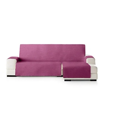 Imagen de Eysa Funda de Chaise Longue práctica Reversible Oslo 240 cm Izquierda Color Fucsia/Gris Claro